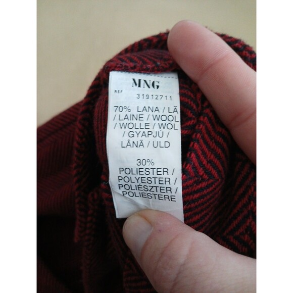 Ming Wool Wide Leg Pants Womens 8 Red Herringbone Classic Corporatecore Preppy - Picture 7 of 8